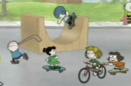 Peanuts on skateboards