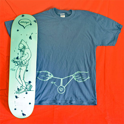 Anti-Yo Skateboard Deck with t-shirt