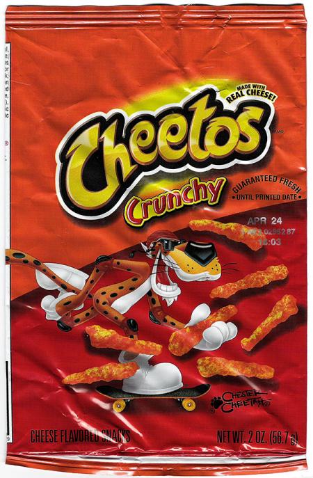 Cheetos Crunchy with skateboard on package