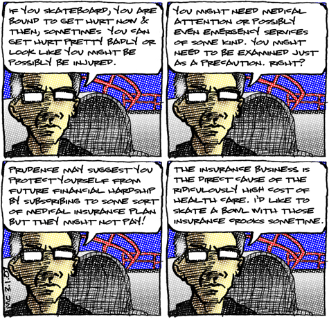 comic that advocates outlawing insurance and socializing medicine.