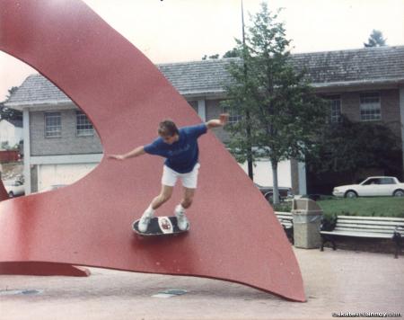 Skating a sculpture in Naperville Illinois