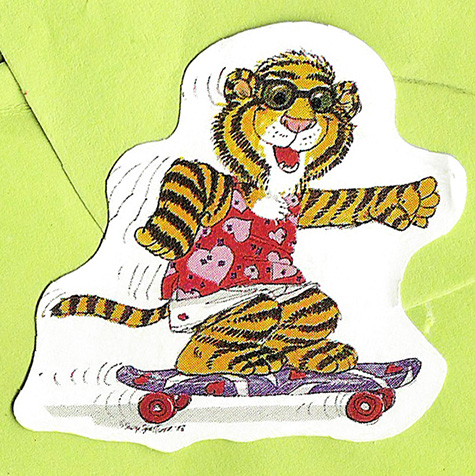 tiger skateboarding sticker