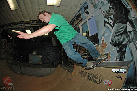 Colin Sharp at Pistols skate shop