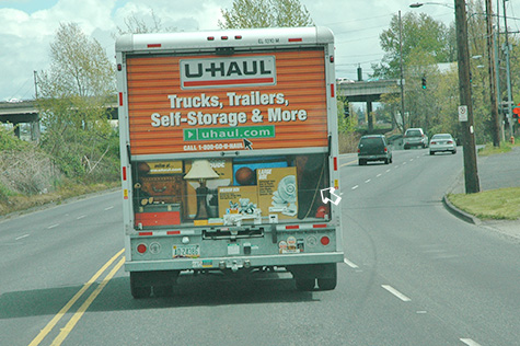 U Haul truck with skateboard