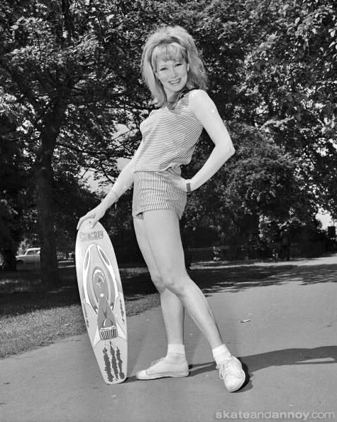 Joyce Blair on a skateboard