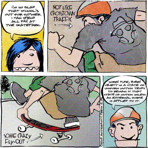 skate comic about conservation of momentum 