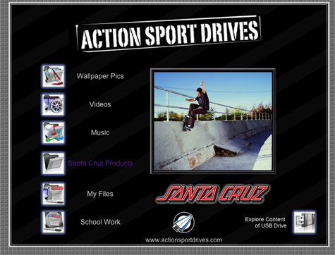 SkateDrive: USb memory drive Santa Cruz skateboards extras