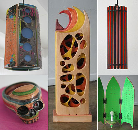 Art and furniture from skateboards