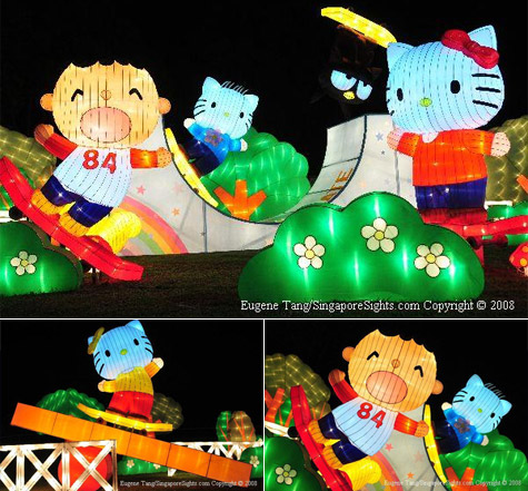 Singapore Chinese Lantern Festival. Hello Kitty on a skateboard