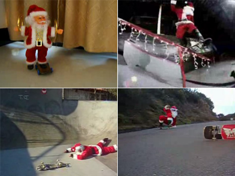 Merry Christmas, skateboarding Santa