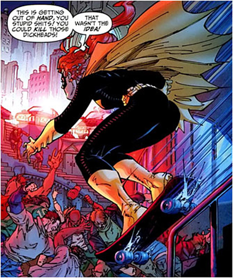 Batgirl rides a skteboard 2