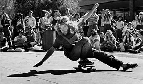 ASU vintage skateboarding on campus