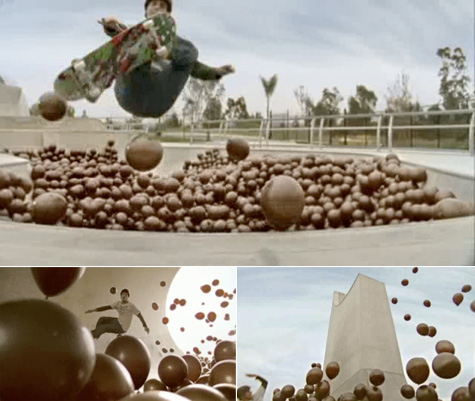 AERO candy bar commercial with bob Burnquist skating baloons